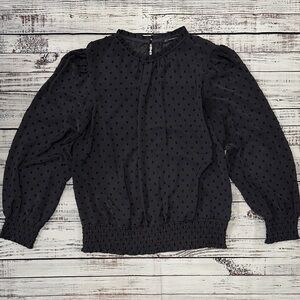 Adrianna Papell Grey Dotted Blouse Sz. M